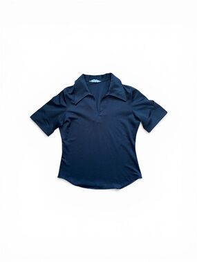 70s black collared top